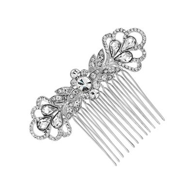 Silver crystal peardrop hair comb